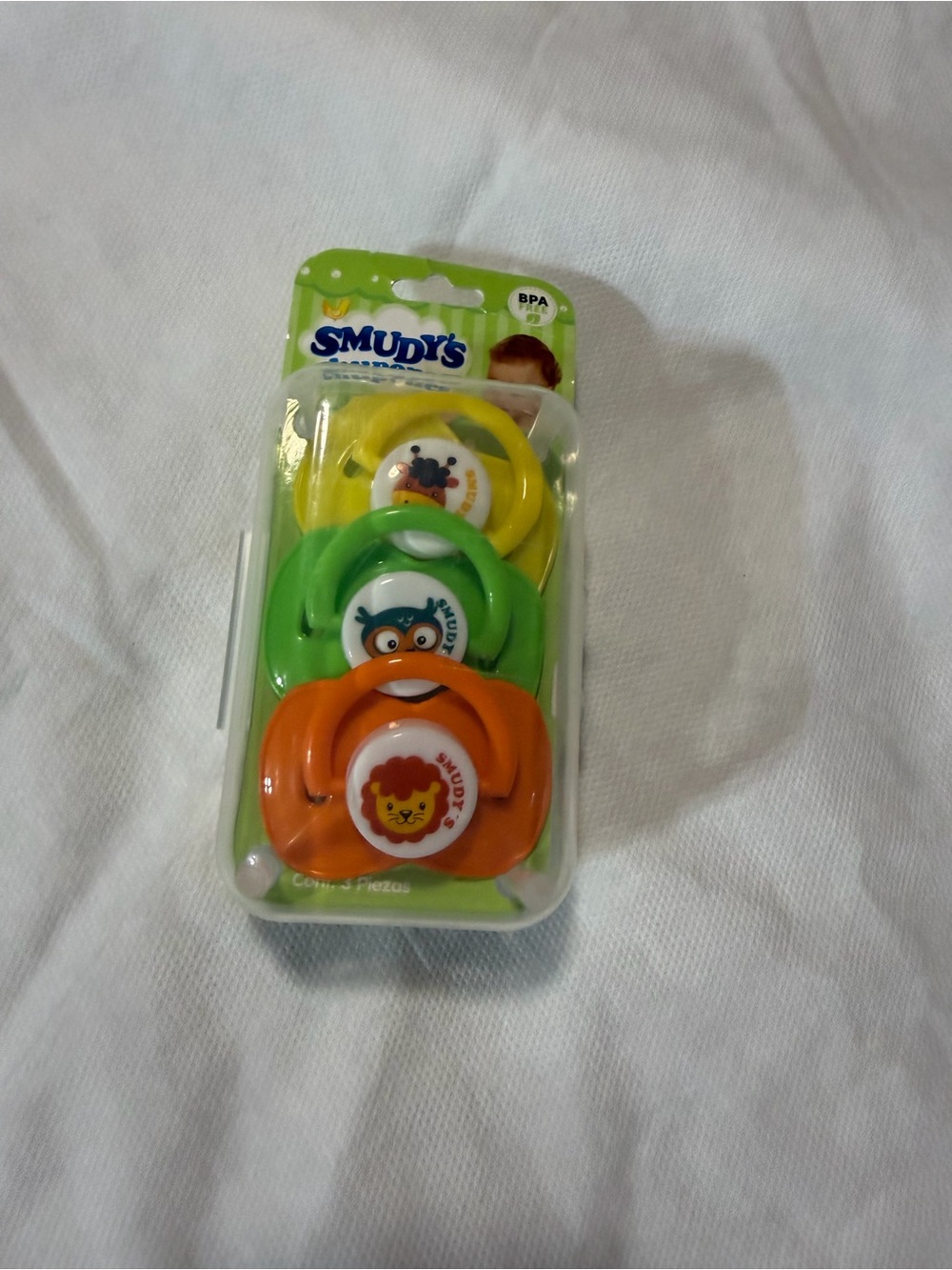 3-Pack Baby Pacifiers in Yellow, Green, Orange